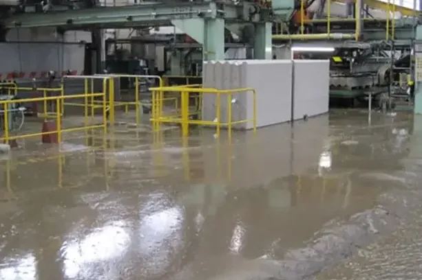 Drying equipment running in a commercial space after a water leak